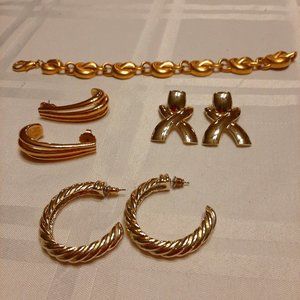 Vintage 1990s earrings (3 pr) and bracelet